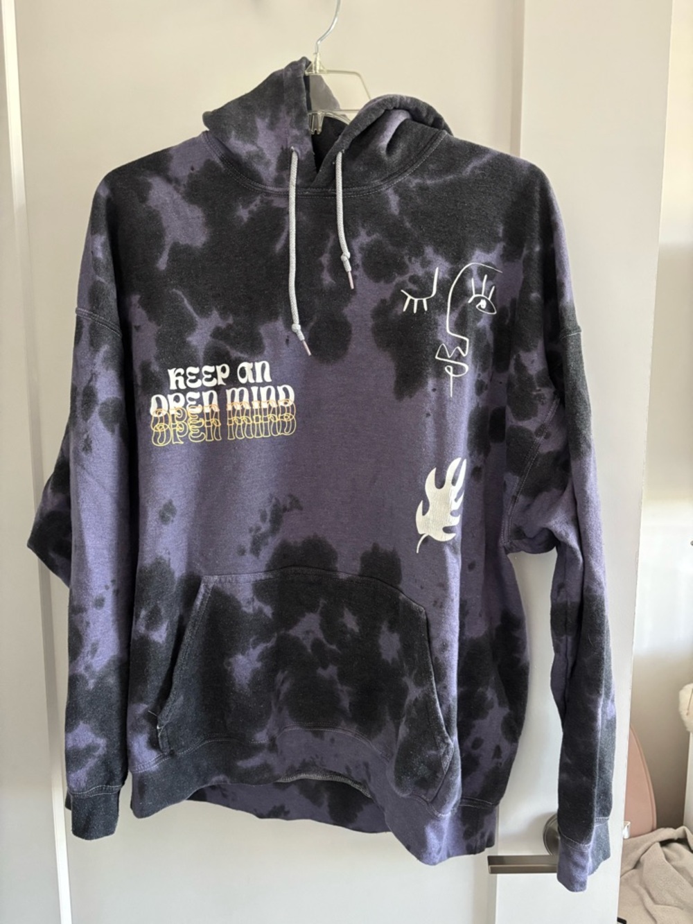 Keep An Open Mind Tie-Dye Hoodie - Black & Purple